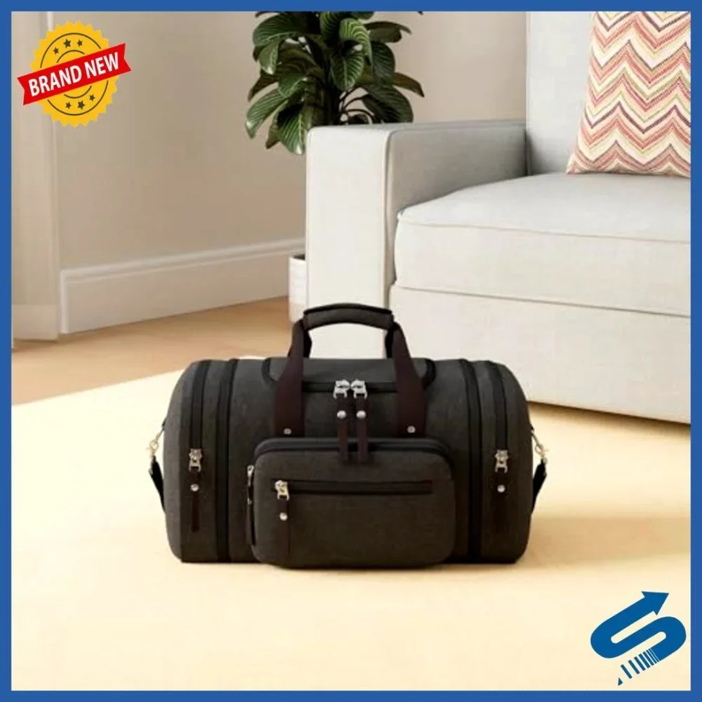 Canvas Expandable Travel Duffel Bag Weekender Overnight Gym Carry On